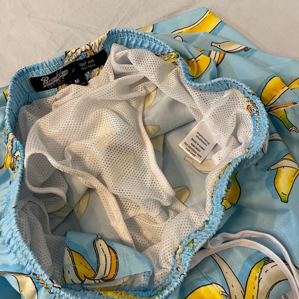 Brooklyn Cloth Men’s Surf Ave Swim Trunks Blue Banana Medium - Picture 6 of 7